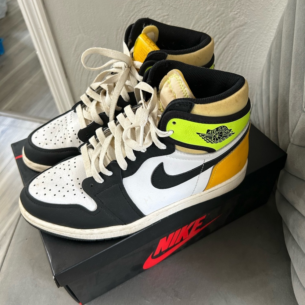 Jordan Black and Yellow High-Top Sneakers